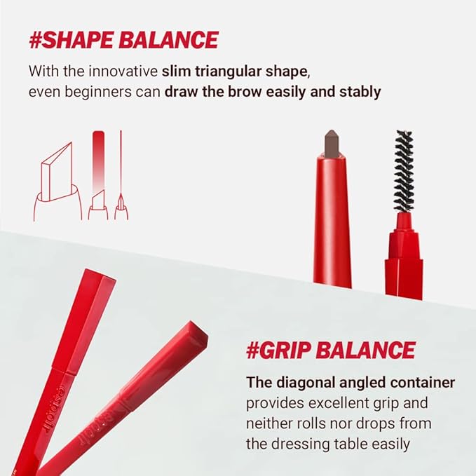Espoir The Brow Balance Pencil #6 Light Taupe | Eye Brow Pencil Quick and Easy to Draw without Clumping with Slim Triangle Shape| A Detailed and Rich Eyebrow Texture | Korean Eyebrow Makeup