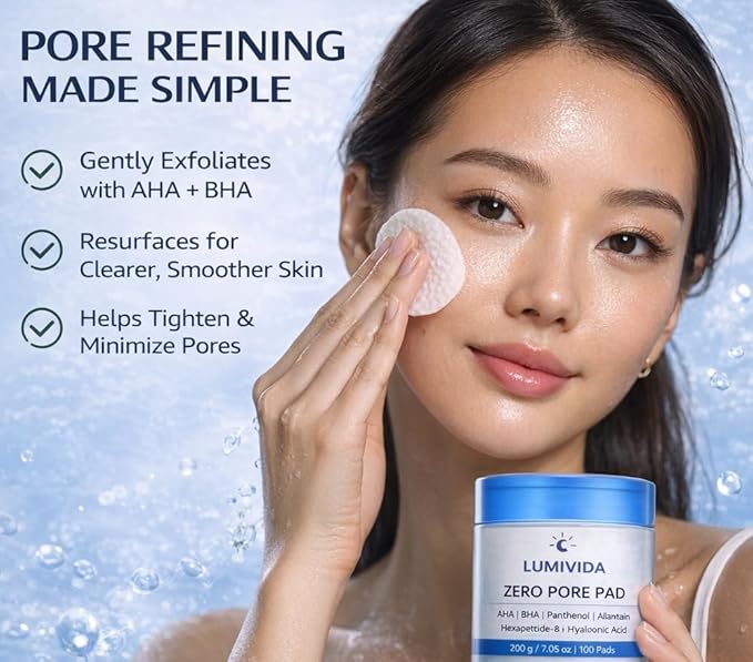 Zero Pore Pad Exfoliating Toner Pads with AHA, BHA, Panthenol, Allantoin, Hexapeptide-8, Hyaluronic Acid for Pore Control and Barrier Repair, 100 Pads, 7.05 oz