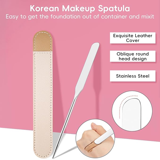 Makeup Mixing Palette with Foundation Brush and Makeup Spatula, Stainless Steel Makeup Palette Tray Mixer Nail Art Palette Mixing Tray