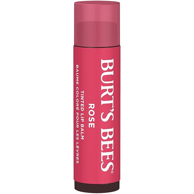 Burt's Bees Easter Basket Stuffers, Lip Tint Balm with Long Lasting 2 in 1 Duo Tinted Balm Formula, Color Infused with Hydrating Shea Butter for a Natural Looking Buildable Finish, Rose (2-Pack)