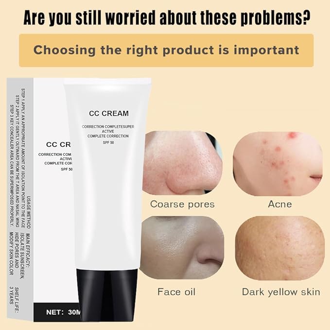 CC Cream Skin Tone Adjusting for Mature Skin, Complete Correction Super Active, Light, Moisturizer, SPF 50, 1.0 fl oz (Ivory, 30ml)