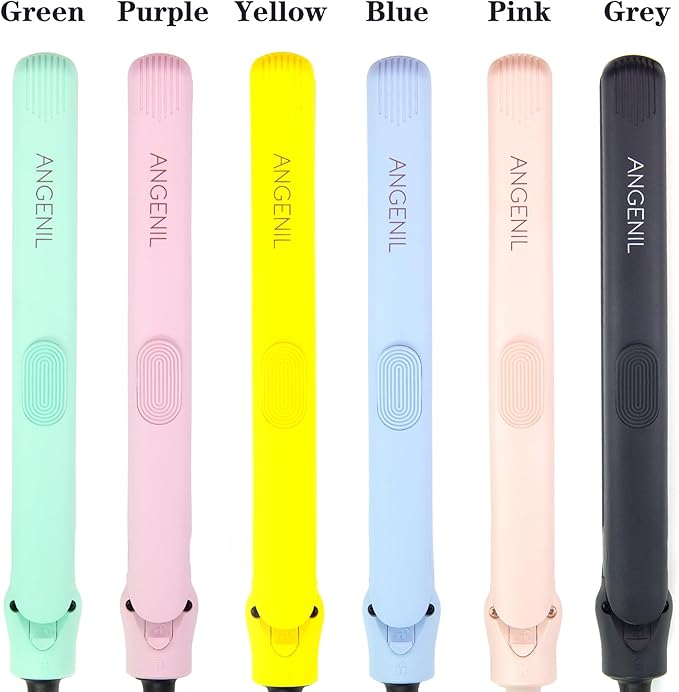 ANGENIL Pro Ceramic Tourmaline Ultra Mini Flat Iron for Short Hair, Portable Small Flat Iron with Anti-Scald Silicone, 0.7 inch Travel Size Mini Hair Iron, 20S Fast Heating, 3 Temp (280℉- 320℉ -380℉)