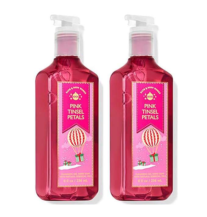 Bath and Body Works Cleansing Gel Hand Soap 8 Ounce 2-Pack (Pink Tinsel Petals)