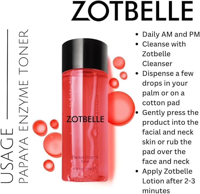 ZOTBELLE Enzyme Toner refreshes, refines Texture, balances Oil, hydrates, Protects, minimizes pores & soothes. Alcohol‑Free for All Skin Types Daily.