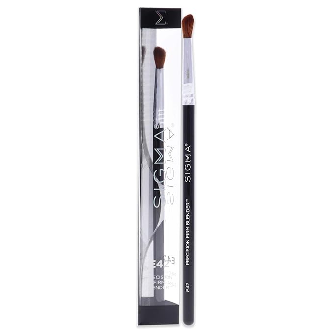 Sigma Beauty Professional E42 Precision Firm Blender Brush – Professional Dense Blending Brush for Cream or Powder Products - Firm Precision Eyeshadow Brush for Small or Hooded Eyes (1 Brush)