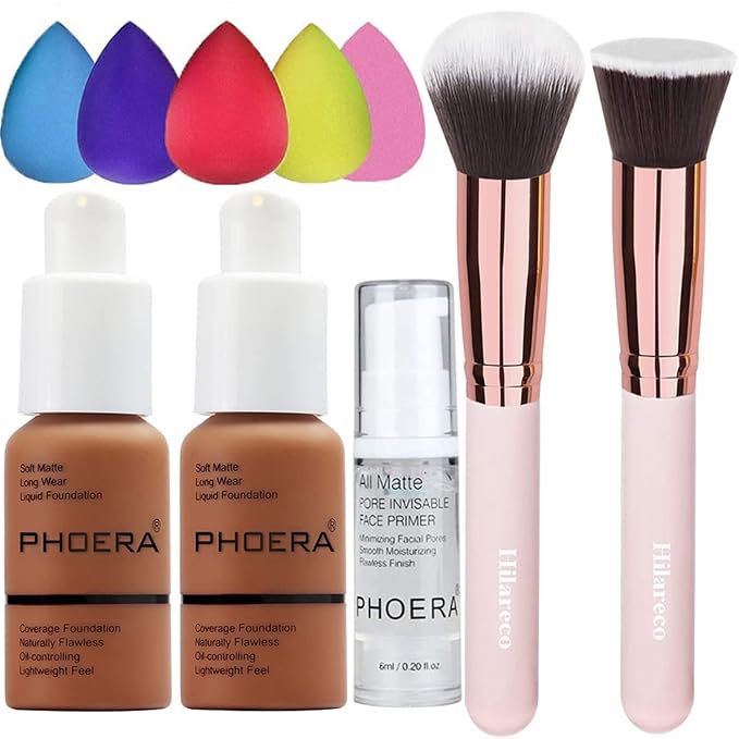 Phoera Concealer Foundation Flawless 30ml Natural Matte Oil Control Concealer Facial Blemish for Women Girls (2 PCS 109-Mocha)
