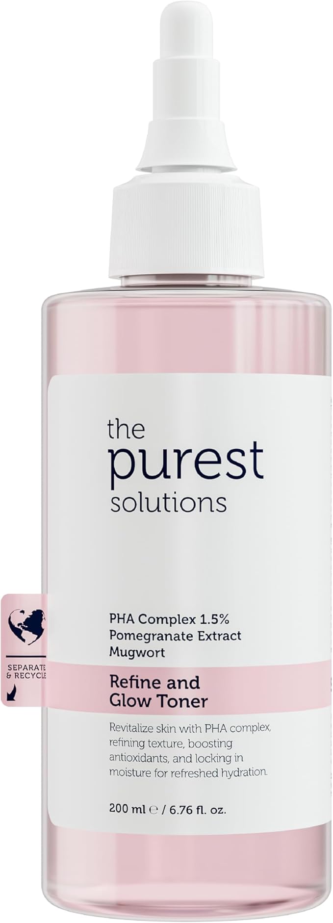 The Purest Solutions Refine & Glow PHA 1.5% Exfoliating Toner for Sensitive Skin – Purifying & Brightening Facial Toner with Mugwort & Pomegranate Extract for Smooth, Radiant Skin