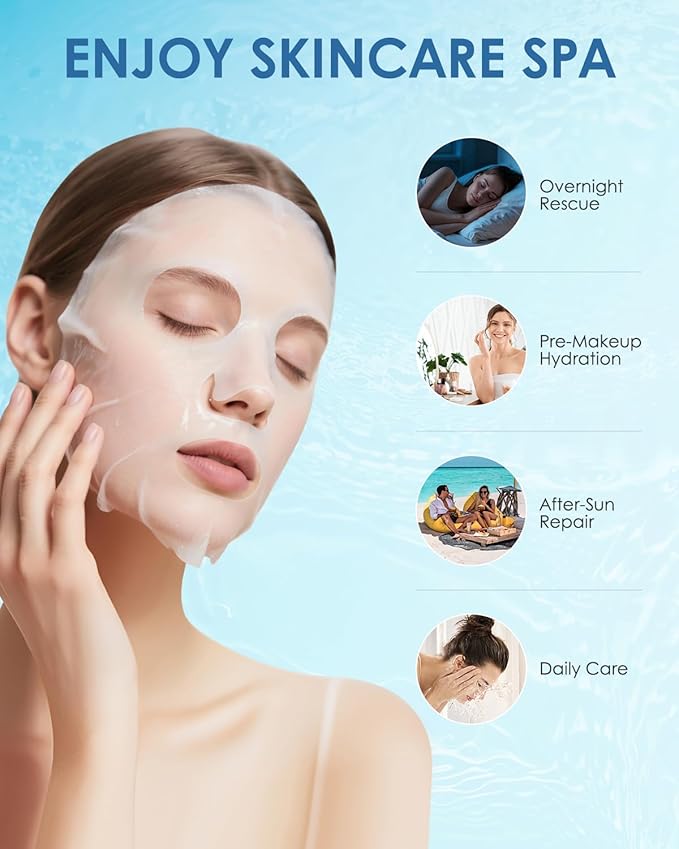 KOMFYMED Hyaluronic Acid Hydrating Sheet Mask – Intensive Moisture & Soothing Facial Mask for Sensitive Skin, Helps Relieve Dryness & Redness with Multi-Weight Hyaluronic Acid & Ectoin (4.4 Oz. /125g)