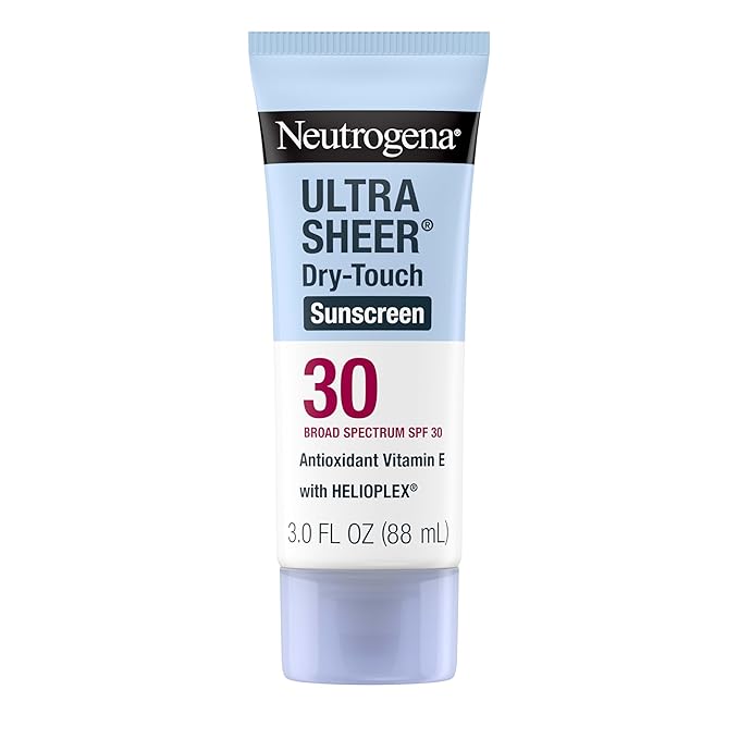 Neutrogena Ultra Sheer Dry-Touch Sunscreen For Face & Body, SPF 30 Broad Spectrum UVA/UVB Protection, Lightweight Water Resistant & Non-Greasy, Travel Size Sunscreen, 3 fl. oz