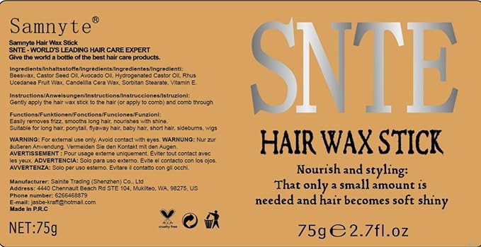 Samnyte Hair Wax Stick, Gel Tamer for Flyaways, Nourishing Slick Stick Pomade for Women & Kids, Slick Back & Styling Cream, Hair Styling Accessories for Teen Girls Gifts, 2.7 Fl Oz | Nourishing, for Women & Kids, Gel Tamer, for Flyaways, Bun Maker, 2.7...