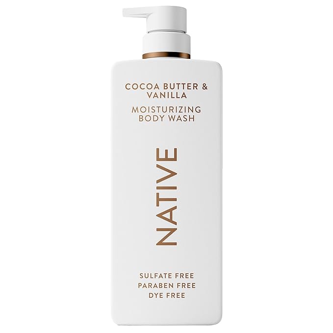 Native Moisturizing Body Wash, Cocoa Butter & Vanilla, 24-Hour Hydration for Dry & Sensitive Skin, Made with Real Shea Butter, Sulfate & Paraben Free, 22 oz