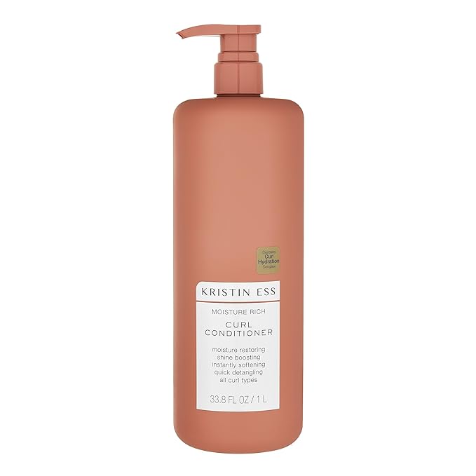 Kristin Ess Hair Moisture Rich Curl Conditioner, 33.8 fl oz, For Curly + Wavy Hair, Detangler, Vegan, Sulfate, Paraben and Silicone Free, Color + Keratin Safe