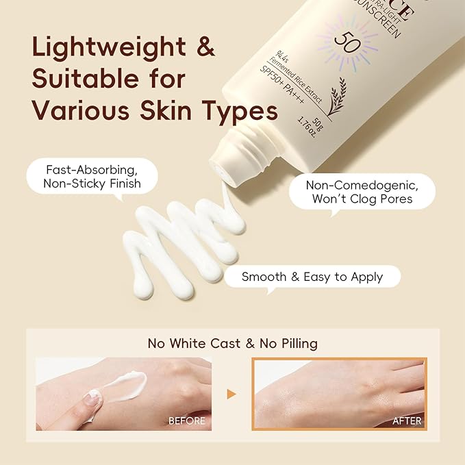 Rice Skincare Set for Women & Girls – Korean Skin Care Set with Rice Cleanser, Toner, Serum, Face Cream, Eye Cream, Sunscreen, Ice Roller, Headband & Card – Moisturizing & Skin Barrier Support (9PCS)