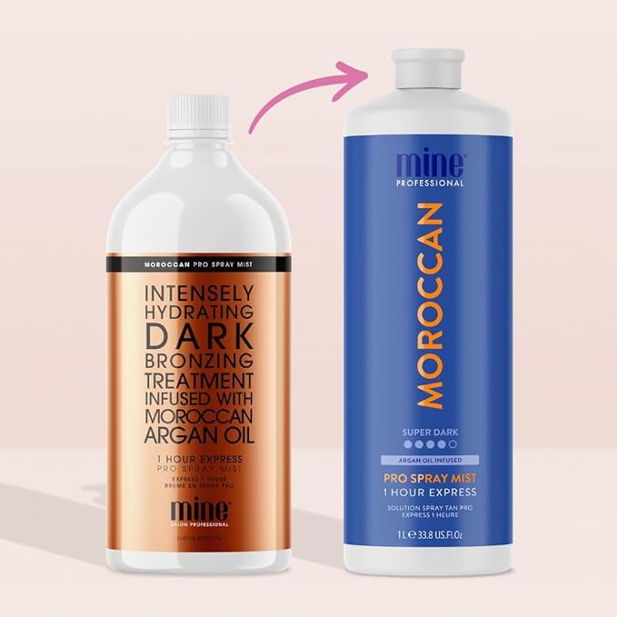 MineTan Spray Tan Solution | Moroccan - Fake Tanning Mist Best for Dark Bronzed Glow Skin Finish, Fast Drying, 1 Hour Express, Hydrating, Salon Professional Formula, Vegan, 33.8 Fl Oz