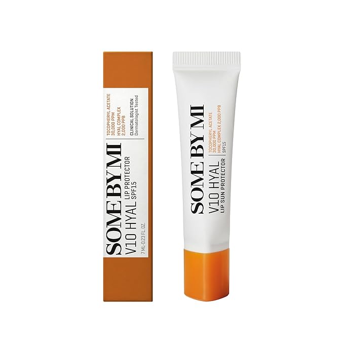 SOME BY MI V10 Hyal Lip Sun Protector Clear – Pack of 2, 0.46oz – Korean Tinted Glow SPF 15 Sunscreen Lip Balm for Dry & Sensitive Lips – Hydrating with Hyaluronic Acid & Vitamin E – Korean Skin Care