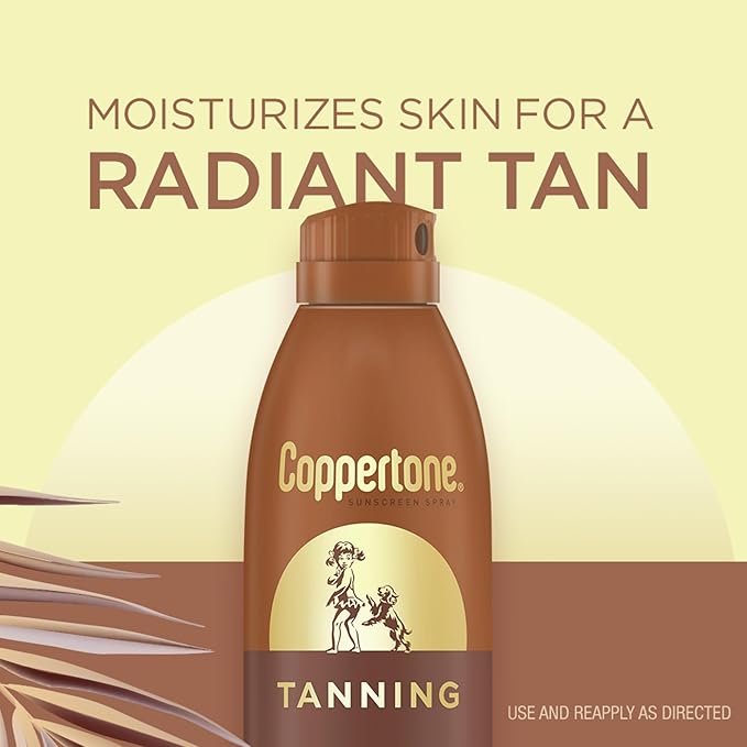 Coppertone Tanning Sunscreen Spray with Broad Spectrum SPF 15, Water Resistant Spray Sunscreen, Lightweight and Non-Greasy, 5.5 Oz (Pack of 2)