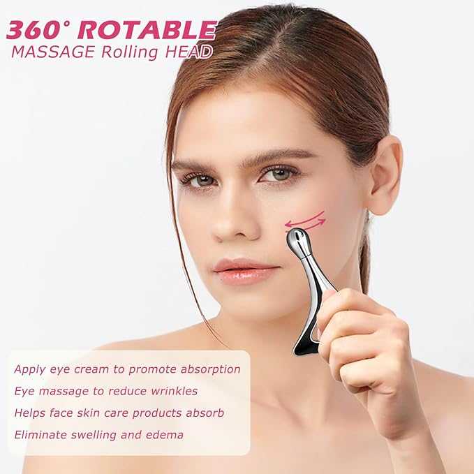 Gua Sha Facial Tools with Eye Roller, Facial Massage Tool for Face Sculpting Daily Beauty Routine Edema, Gift for Women Silver