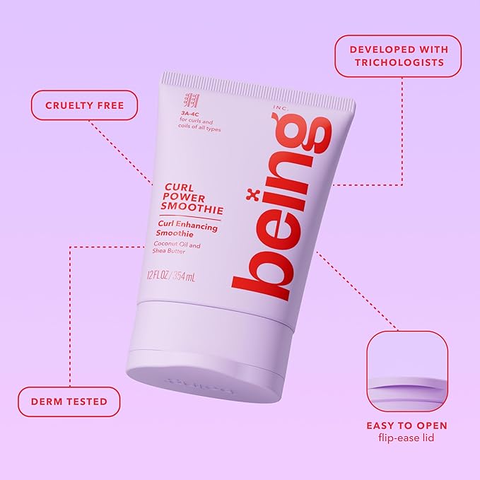 being DREAM CURL SMOOTHIE Curl Enhancing Cream with Coconut Oil and Shea Butter 12 OZ(Pack of 2)