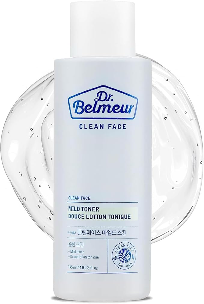 Dr. Belmeur Clean Face Mild Toner (4.9fl oz) - Soothing & Refreshing for Sensitive Skin. Korean Skin Care. Panthenol, Mint, Sage, Phytosphingosine.