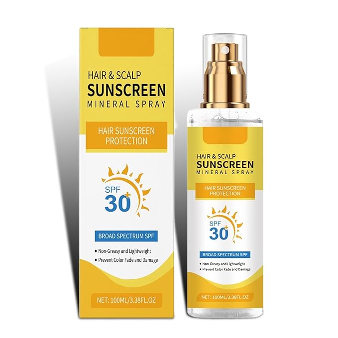 Hair & Scalp Sunscreen Spray SPF 30 | UV Protection Spray for Color-Treated Hair, Non-Greasy Scalp Shield with Coconut Oil | Broad Spectrum UVA/UVB Defense Against Fade & Dryness (1)