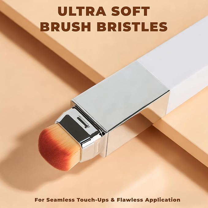 korean foundation stick with color-changing tone matching formula - lightweight cream foundation for natural finish, waterproof long-lasting face makeup with brush for all skin types (ivory white)