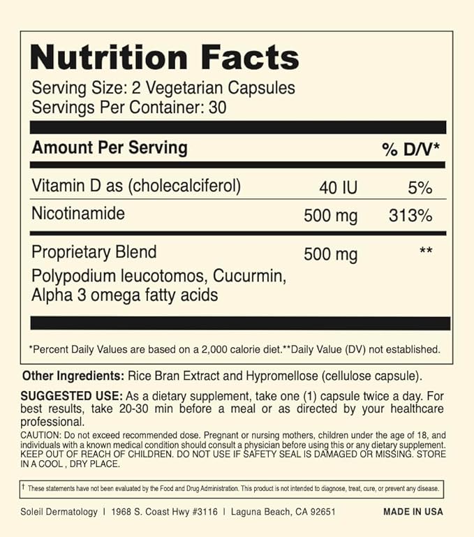 Ombré Sun Protection Supplement - (60 Count) - Shields Against UV Damage, Prevents Hyperpigmentation, Enhances Skin Resilience, Supports DNA Repair