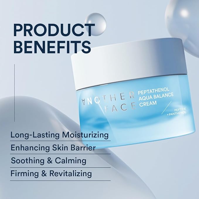 ANOTHERFACE PEPTATHENOL™ Aqua Balance Cream + Toner Set, Skin Barrier Repairing, Firming & Smooting Skin for Anti-Aging, Deep Moisturizing for Sensitive & Dry Skin,Vegan, Korean Skin Care