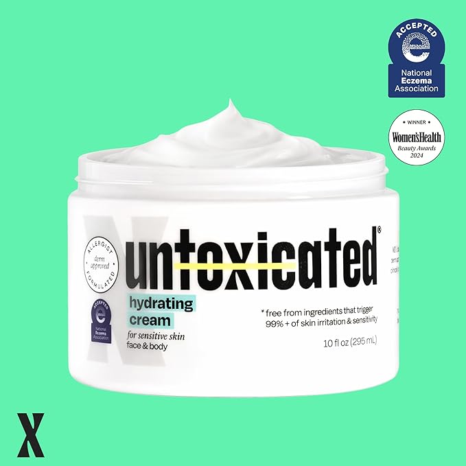 Untoxicated Moisturizing Cream - Facial Moisturizer & Body Cream for Sensitive Skin and NEA Approved for Eczema Relief - Ceramides & Hyaluronic Acid with No Common Irritants