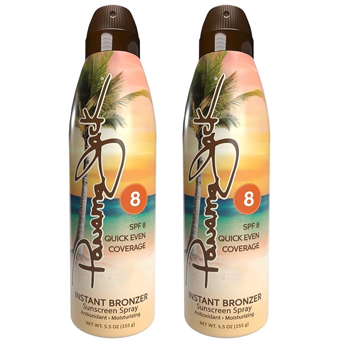Panama Jack Instant Bronzer Sunscreen - SPF 8, Antioxidant, Moisturizing, PABA, Paraben, Gluten & Cruelty Free, Water Resistant (80 Minutes), 5.5 OZ (Pack of 2)