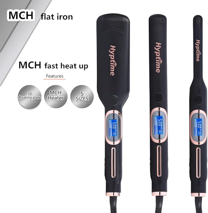 0.4 Inch Titanium Pencil Flat Iron, Small Curling Iron for Short Hair & Pixie Cut, LCD Temp Control 150-500°F, Dual Voltage Fast Heating Styling Tool for Men & Women
