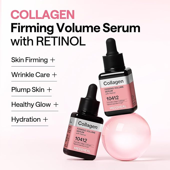 Mediheal Collagen Pad & Serum Skin Care Duo Set for Skin Nourishment & Healthy Skin – Collagen Firming Toner Pads (100 Count) + Collagen Firming Serum (1.35 fl.oz)