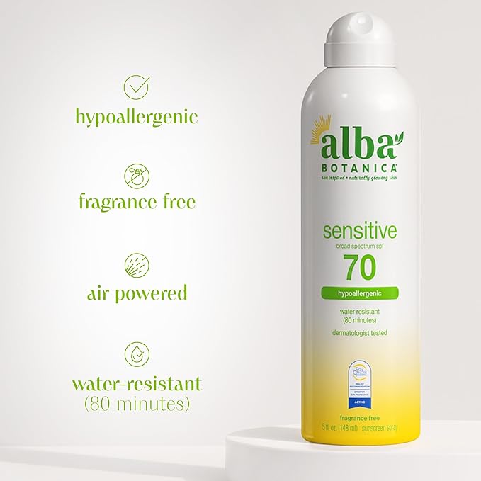 Alba Botanica Sensitive Sunscreen Spray SPF 70, 5 Oz