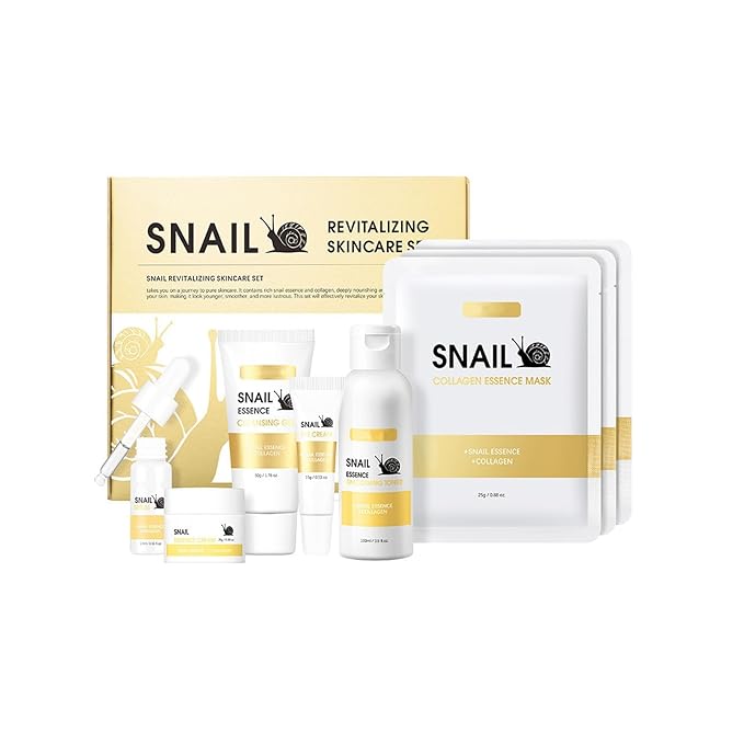 Korean Skin Care for Women, 8 Pcs Skincare Gift Set for Teen Girls & Women, Deep Hydrating & Nourishing Snail Facial Routine Kit with Cleansing Gel, Toner, Serum, Eye Cream, Cream, Face Mask