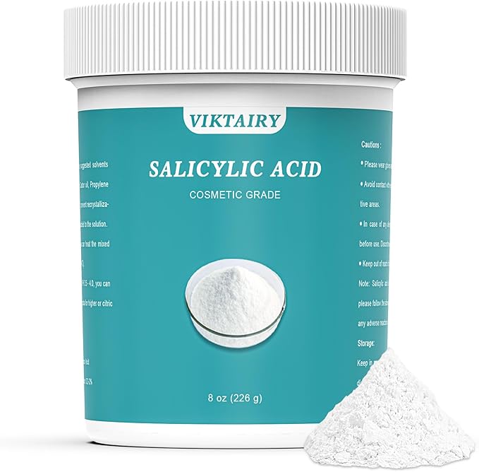 Pure Salicylic Acid Powder (8 oz), Cosmetic Grade Original Ingredients with no Additives, BHA Exfoliant for DIY Cleanser, Toner, Shampoo, Body Wash, Lotion