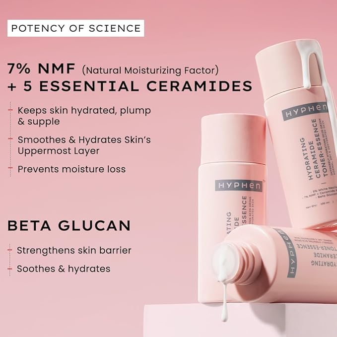 Hyphen 7% Ceramides-NMF Milky Face Toner Essence | 5% Glass Skin Blend of Rice Water, Oatmeal & Snow Mushroom Extracts |Hydrates & Nourishes| Alcohol Free Toner| for All Skin Types - 100ml