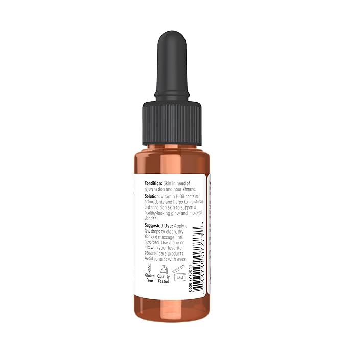 NOW Foods Solutions, E-Oil 23,000 IU, Natural Skin Rejuvenation, Skin Moisturizer, 1-Ounce