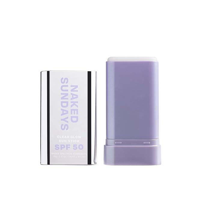 Naked Sundays Clear Glow Sun Stick SPF 50 – Invisible Clear Sunscreen Stick for Face & Body – No White Cast, Fragrance-Free, Broad Spectrum – Dry Oil Formula, Travel-Friendly, 19g