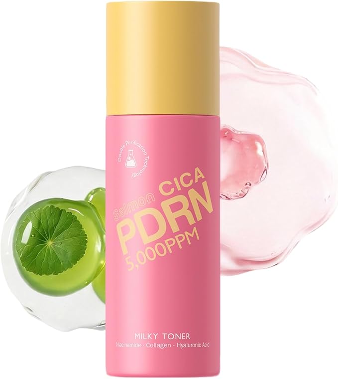 PDRN CICA Milky Toner, 5000ppm Salmon PDRN & Centella Hydrating Toner for Face with Niacinamide & Hyaluronic Acid, Support Skin Barrier & Boost Radiance, Suitable for All Skin Types (Pack of 1)