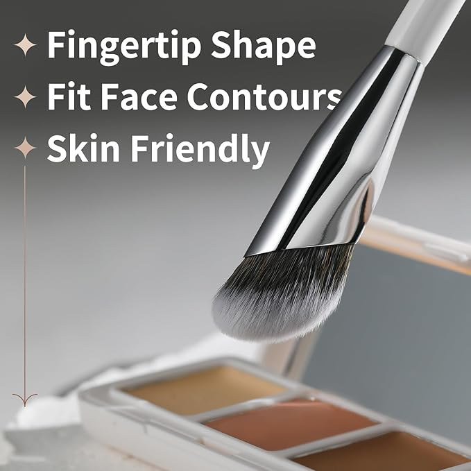 Concealer Makeup Brushes Set, Angled Under Eye Brightening Brushes for Liquid, Cream, Stick Concealer Foundation Nose Contour Eyeshadow Blending (189193)