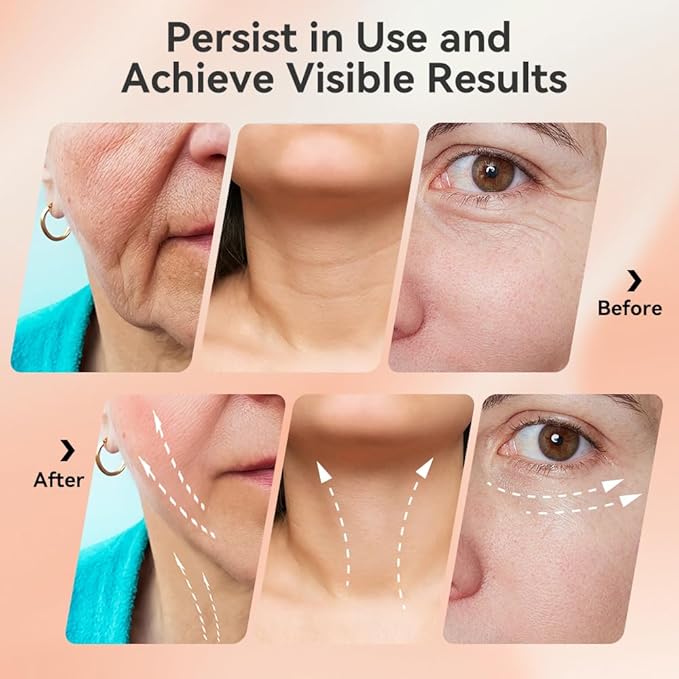 7 Color Facial Massager for Face and Neck, at-Home Face Sculpting Tool with Vibration (White)