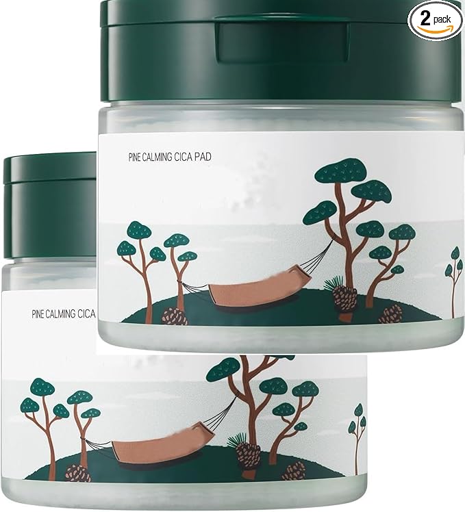 Bundle 2 Pack - Pine Calming CICA Pad 50pcs - Wide Cooling and Soothing Toner Pads - 6.59 fl oz (195 ml)