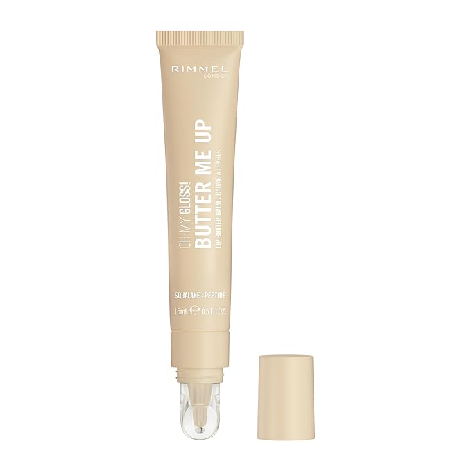Rimmel London Oh My Gloss Butter Me Up Lip Butter Balm 001 Vanilla Frost, Hydrating Lip Balm, Tinted Lip Balm, Lip Care, Hydration, Nourishing, Squalene