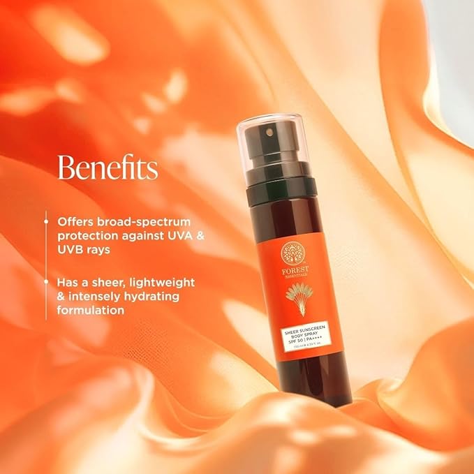 Forest-Essential's Sheer Sunscreen Body Spray, SPF 50 PA++++, Weightless Formula, Ayurvedic Botanicals, 130 ml