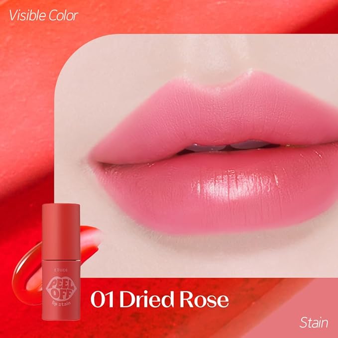 ETUDE Dear Darling Peel Off Lip Stain (Dried Rose) – Teen girl gifts, Hydrating Hydrogel Tint, Fruity scent, Long Lasting & Waterproof, High Pigment, Easy Peel Off, All‑Day Color Lip Tattoo