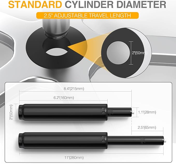 2.5 inch Office Chair Gas Lift Cylinder-Office Chair Replacement Parts, Heavy-Duty Gas Lift Cylinder Fits Most Chairs,Highest End Class 4 Hydraulic Pneumatic Piston,Universal Size