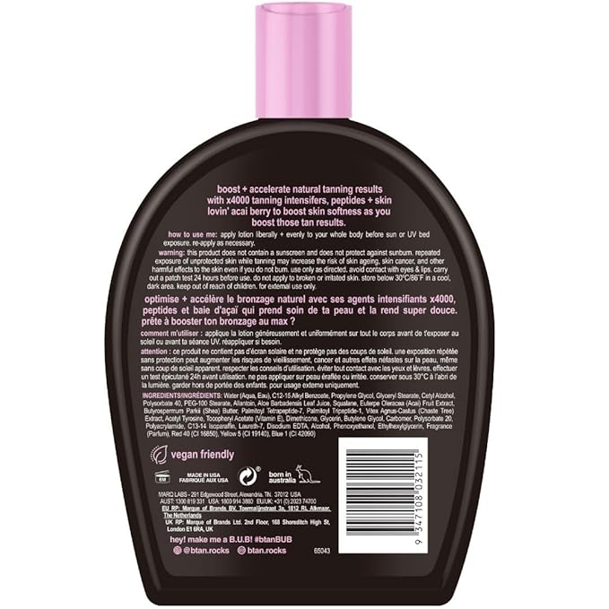 b.tan UV Tanning Bed Lotion | I Want The Darkest Tan Possible - x4000 Tan Intensifiers, Indoor & Outdoor Accelerator, Best Browning Body Tanner Extender, No Sun Protection, 12 Fl Oz