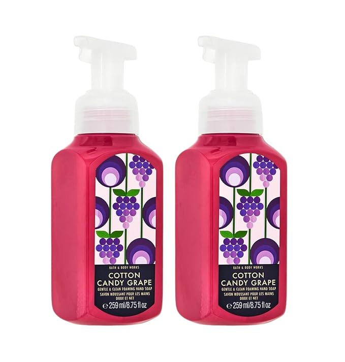 Bath and Body Works Cotton Candy Grape Gentle Foaming Hand Soap 8.75 Ounce 2-Pack (Cotton Candy Grape)