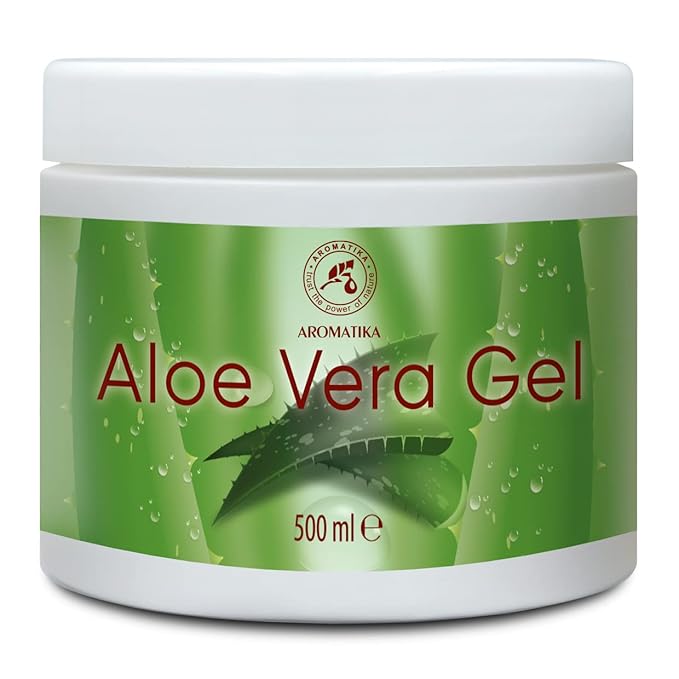 AROMATIKA Aloe Vera Gel 17 Fl Oz (500ml) - Hydrating Aloe Vera Gel for All Skin Types - Aloe Barbadensis - Aloe Gel for Skincare & Haircare - Aloe Vera for Dry Skin - After Shave Aloe Gel