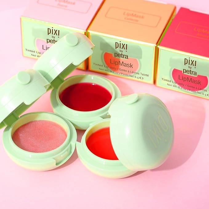 Pixi Beauty LipMask | Tinted Hydrating and Moisturizing Lip Balm Jelly |Lip Gloss Infused with Camellia, Jojoba and Pomegranate | Sucre |0.3 fl.oz / 8 g
