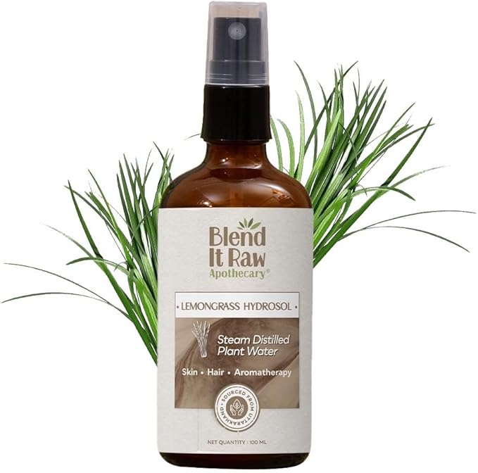 BEMT Lemongrass Hydrosol 100ml – Natural Face & Body Mist | Gentle Skin Toner & Refreshing Scalp Spray | Alcohol-Free, Steam-Distilled Floral Water
